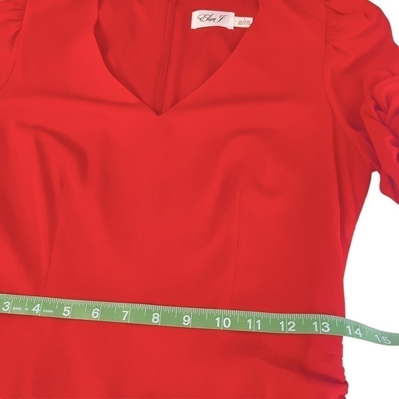 eliza J Red 3/4 Sleeve V-Neck Midi Dress Sz 4 - Picture 9 of 11